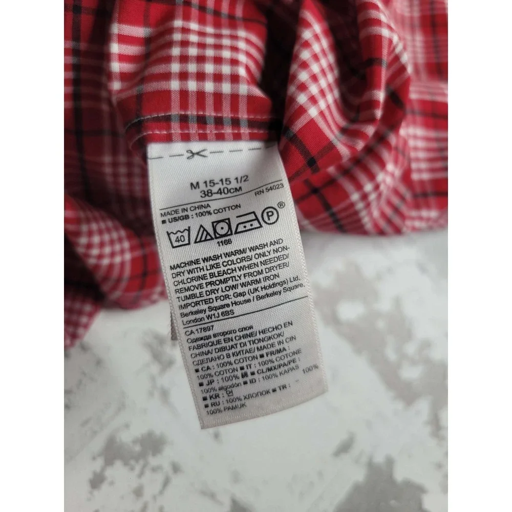 Banana Republic‎ Camden Fit Shirt Men's M Red Plaid Cotton Button Down Non Iron